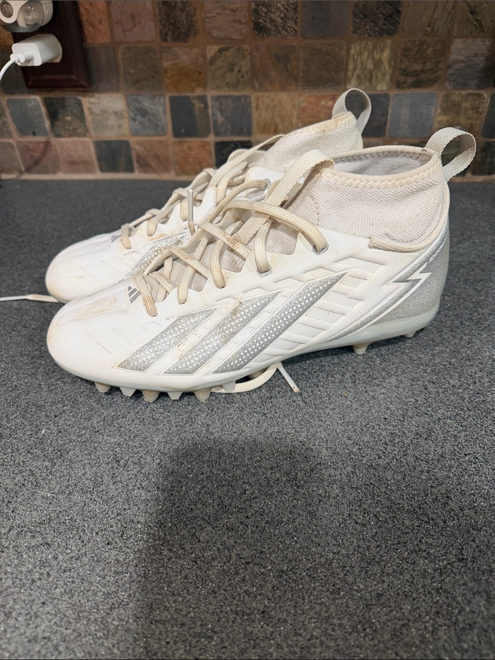 Mens Adidas Football Cleats with Silver Accents